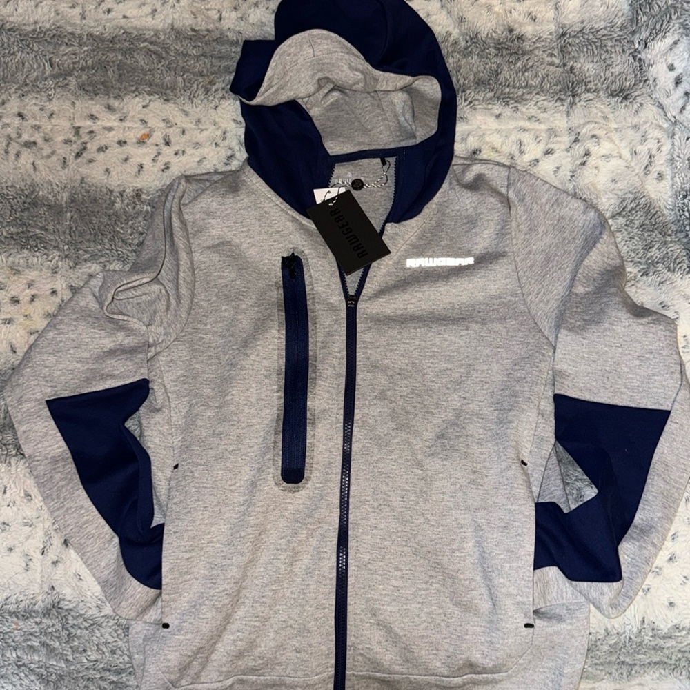 Men’s or Women’s RawGear Zip Up Hooded Sweater with Unique Brim Hoodie & pockets